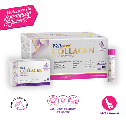 Wellcare Collagen Beauty Boost Plus Likit Karpuz Nane Aromalı 10.000 mg - 30 Likit Tüp + 30 Kapsül