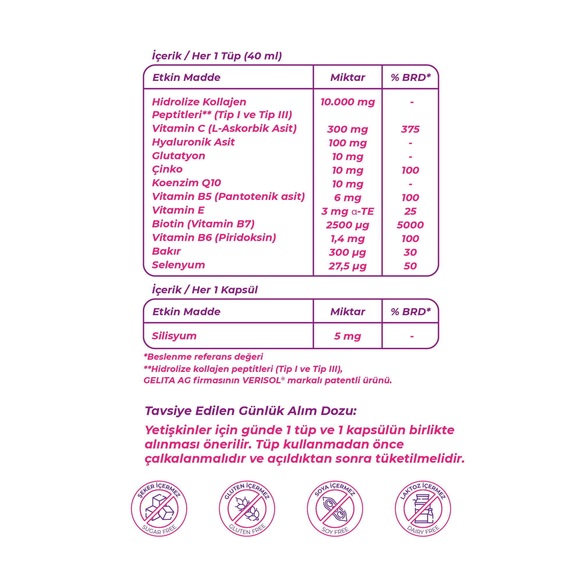 Wellcare  Collagen Beauty Boost Plus  10.000 mg Likit Form  30 Tüp & 30 Silisyum Kapsül  Frenk Üzümü-Portakal Aromalı
