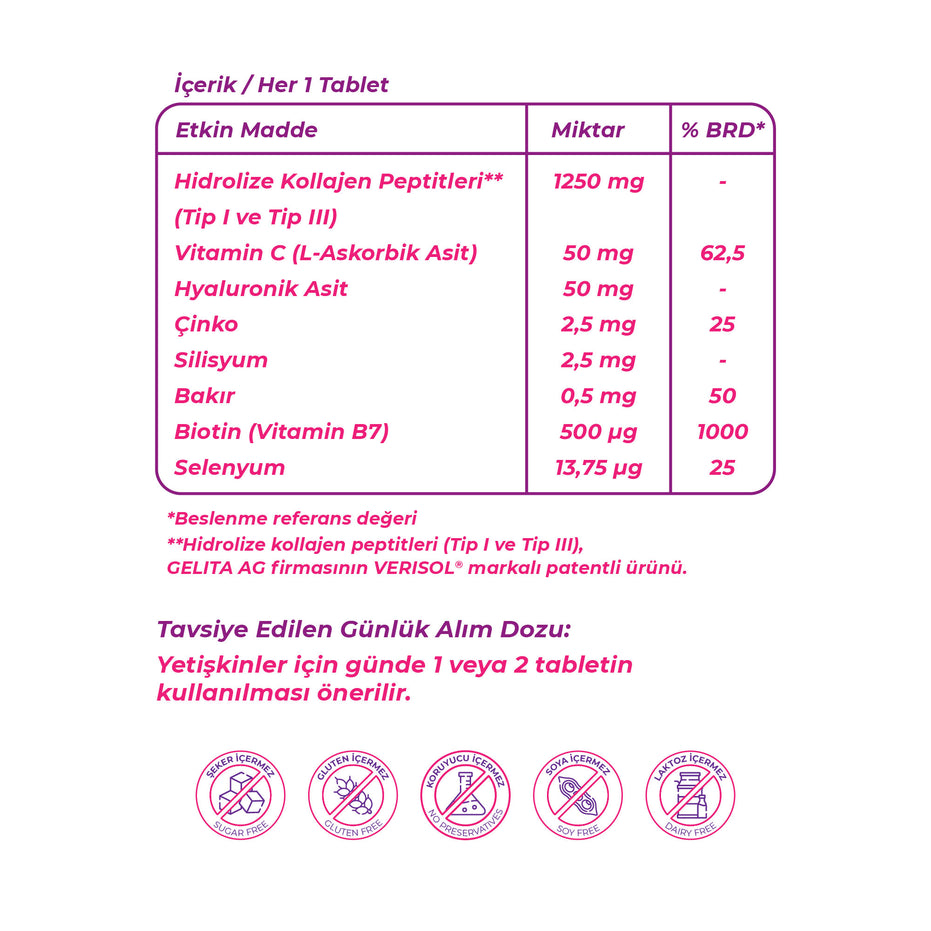 Wellcare Kolajen Cilt 1250 mg 60 Tablet