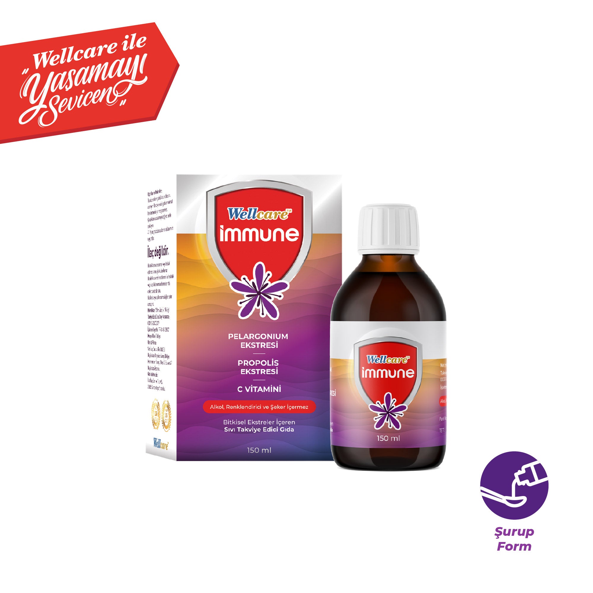 Wellcare Immune Bitkisel Şurup - 150 ML