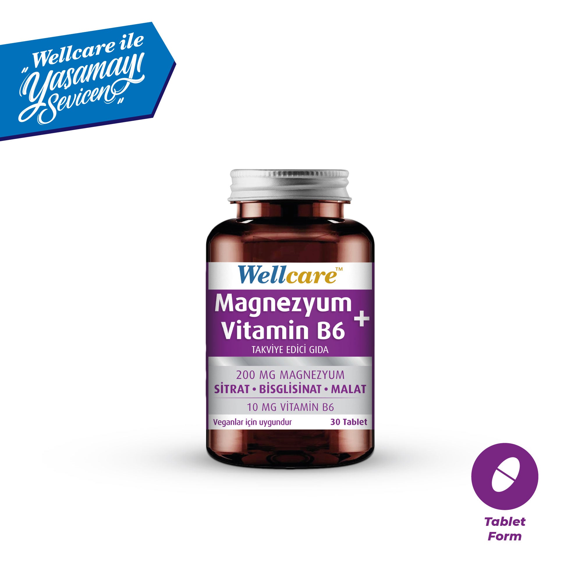 Wellcare Magnezyum + Vitamin B6 - 30 tablet