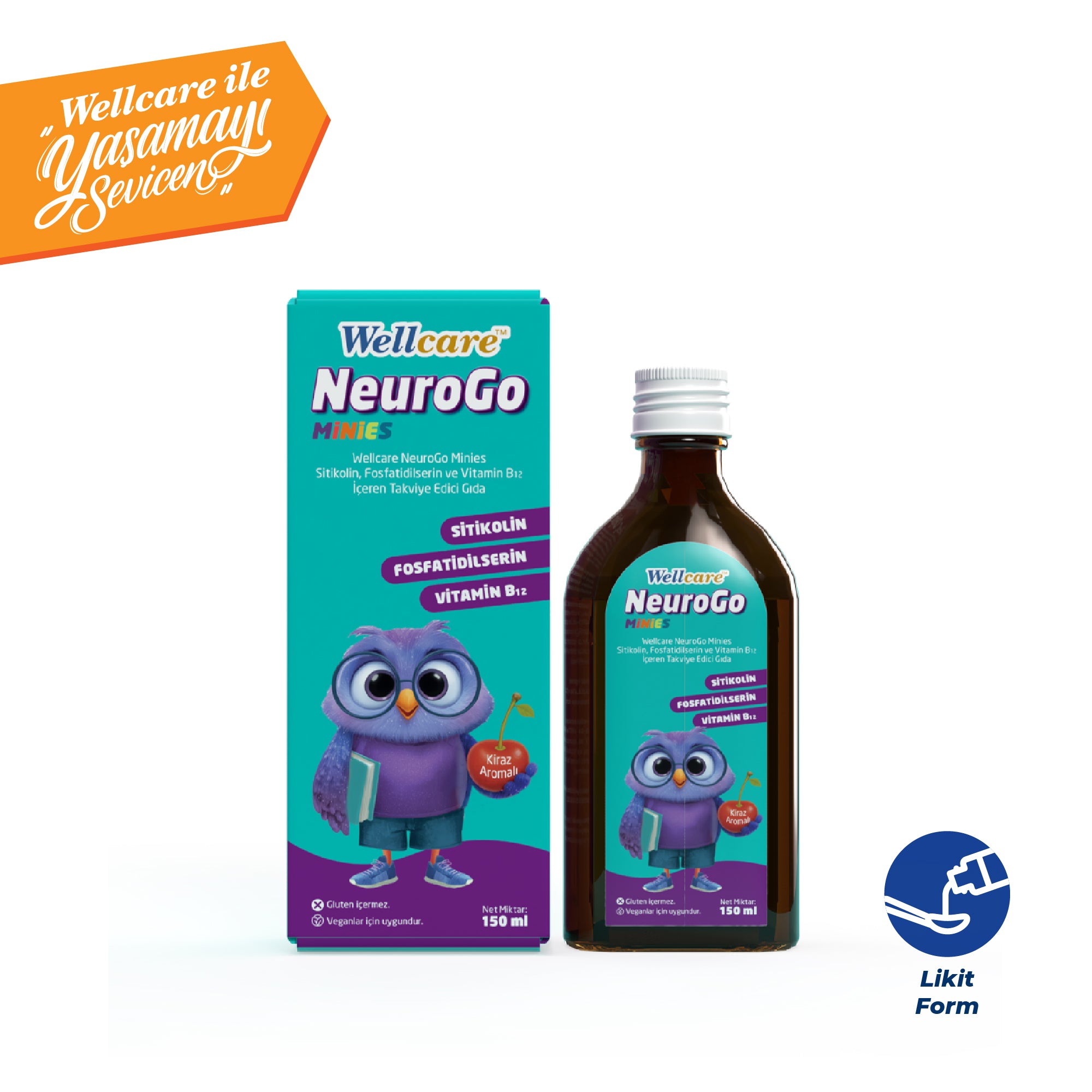 Wellcare Neurogo Minies Sitikolin, Fosfotidilserin, Vitamin B12 İçeren Sıvı Takviye Edici Gıda