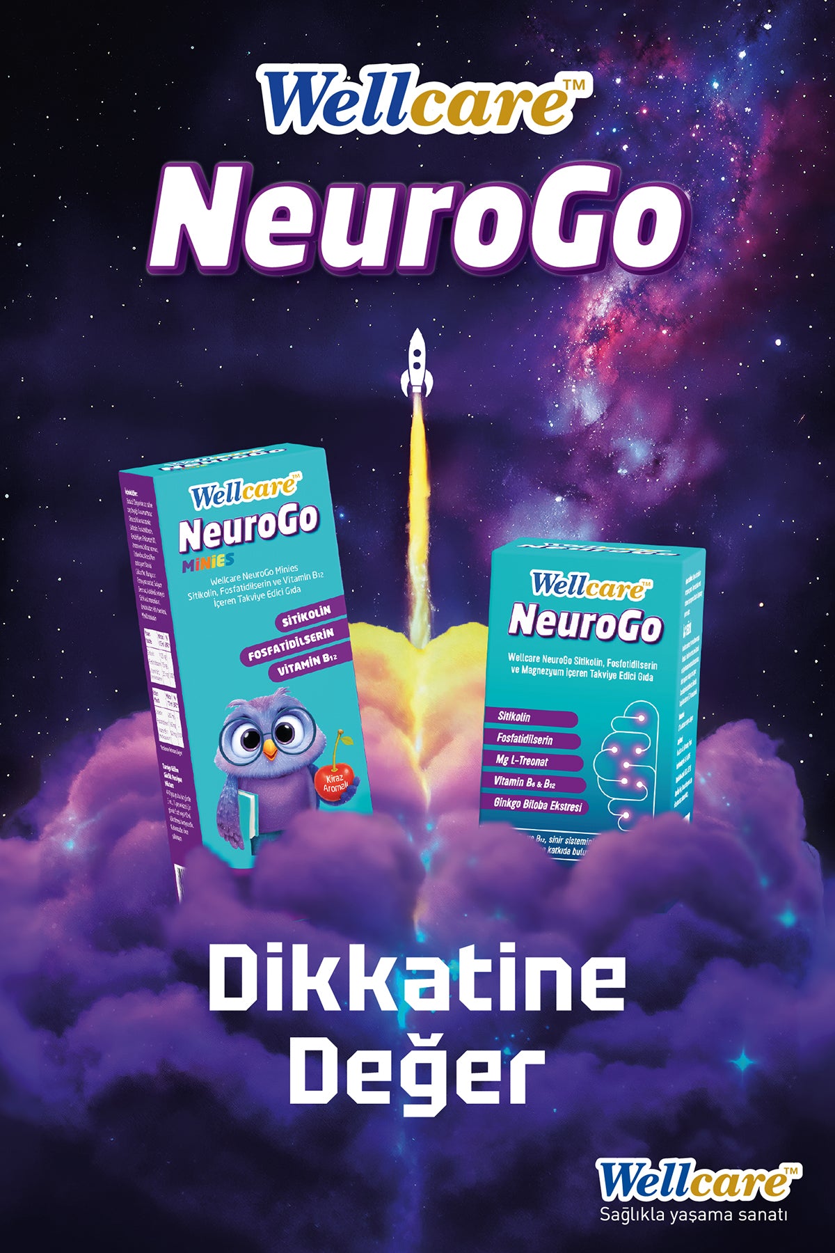 Wellcare Neurogo Minies Sitikolin, Fosfotidilserin, Vitamin B12 İçeren Sıvı Takviye Edici Gıda