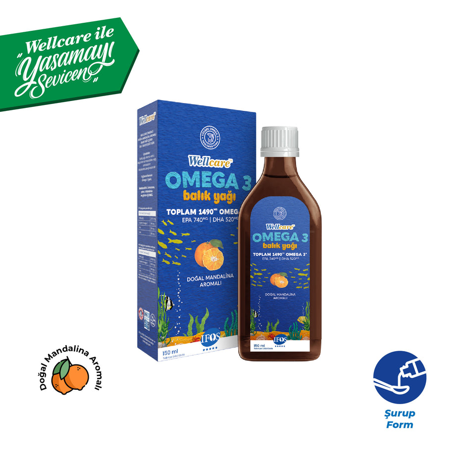 Wellcare Omega 3 Doğal Mandalina Aromalı Balık Yağı - 150 ML