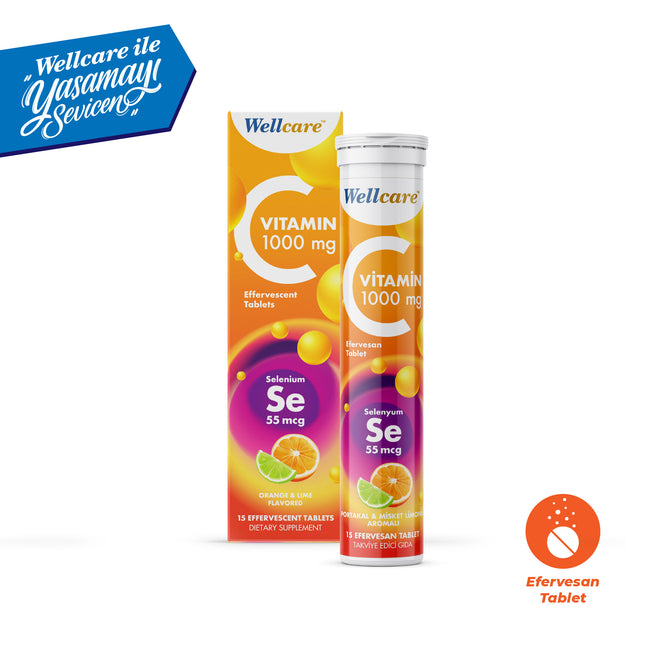 Wellcare Vitamin C & Selenyum 55 mcg - 15 Efervesan Tablet