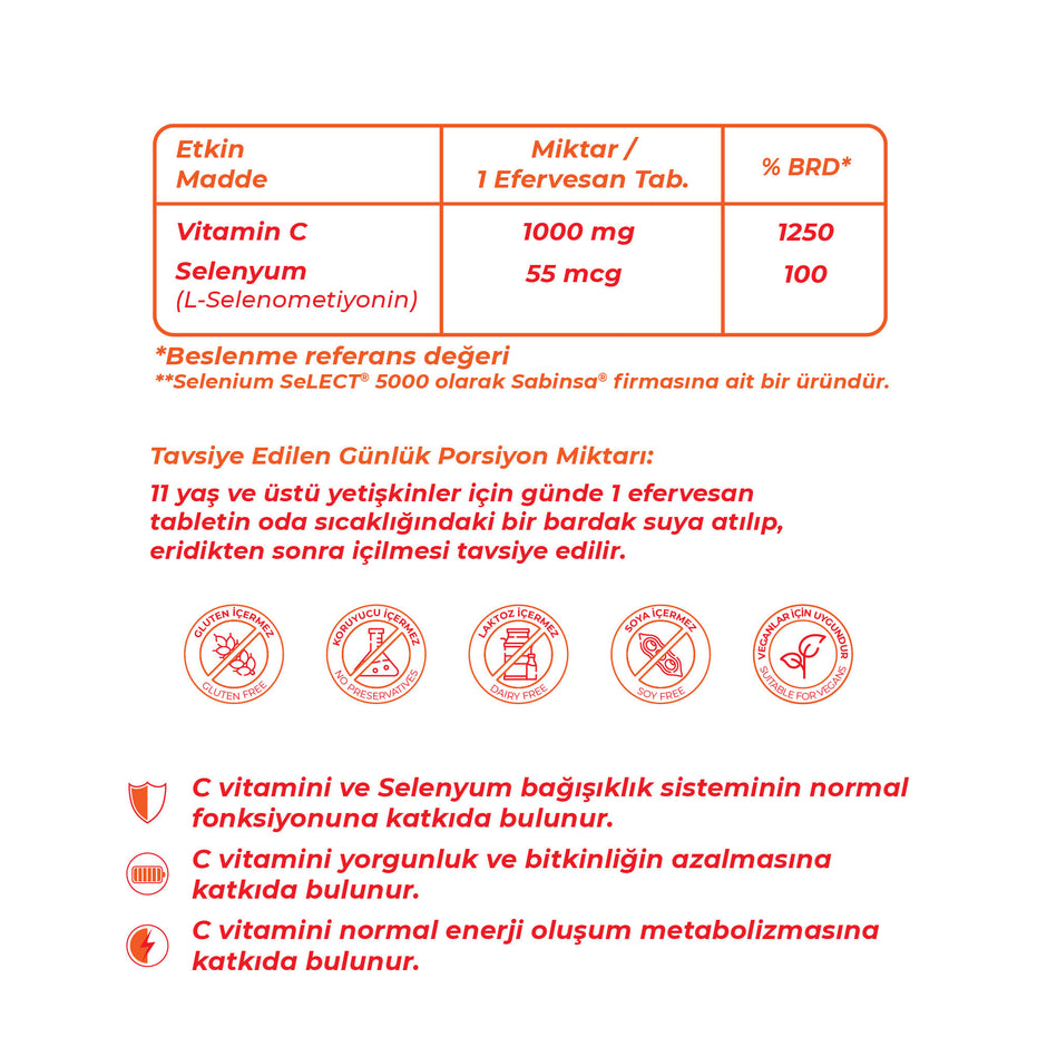 Wellcare Vitamin C & Selenyum 55 mcg - 15 Efervesan Tablet