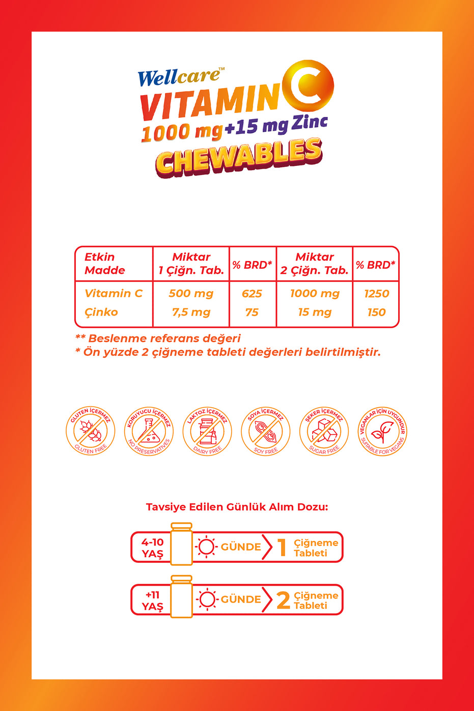 Wellcare 3'lü Set - Vitamin D3 600 IU - 30 ML & Omega 3 Karışık Meyve Aromalı Balık Yağı - 150 ML & Vitamin C 1000 mg + 15 mg Zinc Çiğneme Tableti 60 Tablet